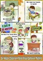 Aperçu - Affichage - Our Happy Classroom Rules Visual Behavior Posters for Preschool & Kindergarten. - Page de couverture