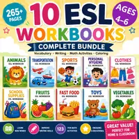 Voorbeeld - ESL Vocabulary Workbooks Bundle – 10 Printable English Topics - Voorblad