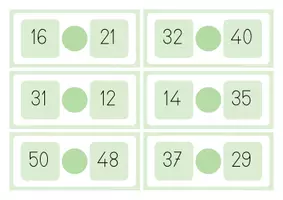Aperçu - Cartes d'exercices - Plus grand ou plus petit jusqu'à 50 - Page de couverture