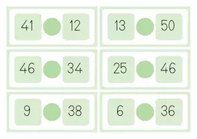 Aperçu - Cartes d'exercices - Plus grand ou plus petit jusqu'à 50 - Page 3
