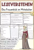 Vorschau - Arbeitsblätter - Leseverständnis Sachtexte Das Frauenbild im Mittelalter (Klasse 4–6) mit Arbeitsblättern - Deckblatt