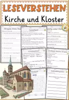 Vorschau - Arbeitsblätter - Kirche und Kloster im Mittelalter, Lesen und Verstehen Arbeitsblätter mit Lesetext, Fragen - Deckblatt