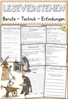 Vorschau - Arbeitsblätter - Mittelalter Berufe, Technik und Erfindungen, Lesen und Verstehen Arbeitsblätter mit Lesetext, Fragen - Deckblatt