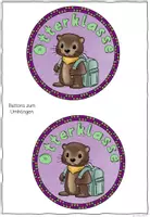 Vorschau - Mal- und Bastelvorlagen - Buttons Otter – Klassentier Otterklasse | 4 Vorlagen zum Ausmalen & Basteln - Seite 1