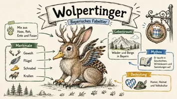 Vorschau - Arbeitsblätter - AB mit Fragen zum Thema "Wolpertinger" + Lösungsblatt + Mindmap + Infografik - Seite 1