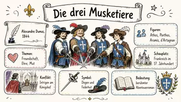 Vorschau - Arbeitsblätter - Arbeitsblätter zum Thema "Musketiere" (Lückentext, Hörverstehen) + Lösung & MP3 + Mindmap + Infografik - Seite 1