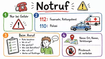 Vorschau - Arbeitsblätter - Arbeitsblätter zum Thema "Notruf" + Lösung & MP3 + Mindmap + Infografik - Seite 1