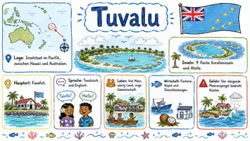 Vorschau - Arbeitsblätter - AB mit Fragen zum Thema "Tuvalu" + Lösungsblatt + Mindmap + Infografik - Seite 1