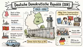 Vorschau - Arbeitsblätter - Arbeitsblatt "Deutsche Demokratische Republik" + Onlineübung & MP3 + Infografik - Seite 1