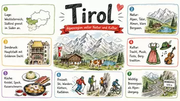 Vorschau - Arbeitsblätter - AB mit Fragen zum Thema "Tirol" + Lösungsblatt + Infografik - Seite 1