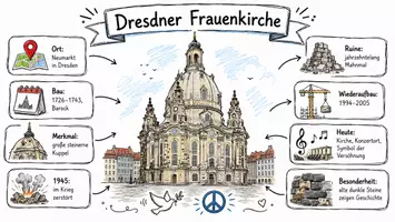 Vorschau - Arbeitsblätter - AB mit Fragen zum Thema "Dresdner Frauenkirche" + Lösungsblatt + Infografik - Seite 1