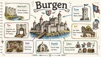 Vorschau - Arbeitsblätter - Arbeitsblätter zum Thema "Burg" + Lösung & MP3 + Infografik - Seite 1