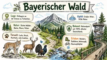 Vorschau - Arbeitsblätter - Lernposter + AB mit Fragen zum Thema "Bayerischer Wald" + Lösungsblatt + Infografik - Seite 2