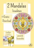 Vorschau - Mal- und Bastelvorlagen - Mandalas Insekten im Sommer - Ausmalbilder kostenlos - Kunst Klasse 1 und 2 - Deckblatt