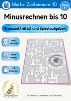 Vorschau - Arbeitsblätter - Minusrechnen bis 10 - Kreuzzahlrätsel und Spiralen - Deckblatt