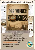 Vorschau - Arbeitsblätter - Wiener Kongress - vierfach differenziert + Extraversion Förderbedarf / DaZ - Deckblatt