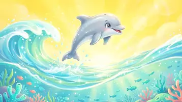 Aperçu - Cartes / Images - Kamishibai- Le dauphin saute dans les vagues - Page 1