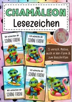 Vorschau - Anderer Materialtyp - Feriengrüße Chamäleon Chamäleonklasse Lesezeichen Sommer - Deckblatt
