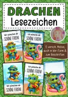 Vorschau - Anderer Materialtyp - Feriengrüße Drache Drachenklasse Lesezeichen Sommer - Deckblatt