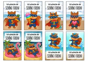 Vorschau - Anderer Materialtyp - Feriengrüße Eichhörnchen Eichhörnchenklasse Lesezeichen Sommer - Seite 1