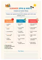 Vista previa - Hojas de trabajo - Summer Writing Activity- Story Maker - página 2