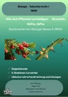 Vorschau - Arbeitsblätter - Stationenlernen Biologie Klasse 6: Wehrhafte Pflanzen — Stacheln, Düfte, Gifte - Deckblatt