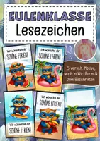 Vorschau - Anderer Materialtyp - Feriengrüße Eule Eulenklasse Lesezeichen Sommer - Deckblatt