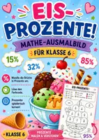 Vorschau - Mal- und Bastelvorlagen - Eis-Prozente – Brüche und Dezimalzahlen in Prozente umwandeln | Mathe-Malblatt Klasse 6 - Deckblatt