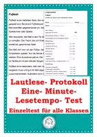 Vorschau - Arbeitsblätter - Eine Minute- Lesetempotest. Leseprotokoll - Deckblatt