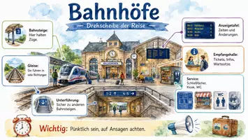 Vorschau - Arbeitsblätter - Arbeitsblätter zum Thema "Bahnhof" + Lösung & MP3 + Mindmap + Infografik - Seite 1