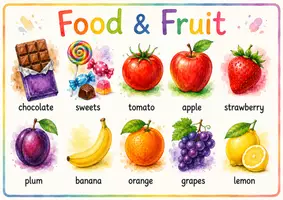 Vorschau - Bildkarten - Bild- und Wortkarten Fruits - Deckblatt