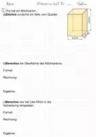 Vorschau - Arbeitsblätter - Klassenarbeit: Division, Prozente und Körper (Förder) - Seite 1