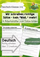Vorschau - Arbeitsblätter - Arbeitsblätter: Richtige Sätze schreiben statt "Weil..." - Deckblatt