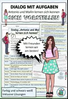 Vorschau - Arbeitsblätter - DaZ - Dialog "Antonio und Mailin lernen sich kennen" - "Sich vorstellen" für Fortgeschrittene Deutschlerner - Deckblatt