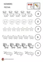 Vista previa - Hojas de trabajo - CUENTA Y PINTA LOS ANIMALES - página 1