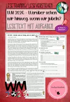 Vorschau - Arbeitsblätter - DEUTSCH - Fußball-WM - Worüber sehen wir hinweg wenn wir jubeln (Text mit Aufgaben) - Deckblatt