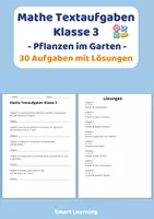 Vorschau - Stundenentwürfe - Mathe Textaufgaben Klasse 3 – Pflanzen im Garten (30 Aufgaben mit Lösungen) - Deckblatt
