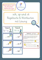 Vorschau - Stationenlernen - sch, sp, st - Laute - Buchstaben - Klasse 1-2 - Regelkarte + Wortkarten - Deckblatt
