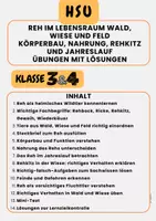 Vorschau - Arbeitsblätter - Reh im Lebensraum Wald, Wiese und Feld Körperbau, Nahrung, Rehkitz und Jahreslauf Übungen mit Lösungen Klasse 3 & Klasse 4 - Deckblatt