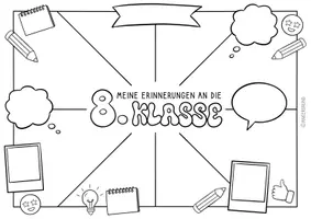 Vorschau - Mal- und Bastelvorlagen - Erinnerungen an die 8. Klasse als Sketchnotes - Rückblick für das Schuljahresende - Seite 1