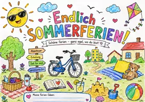 Vorschau - Mal- und Bastelvorlagen - Sommerferien-Ausmalbilder für die Grundschule - Seite 2