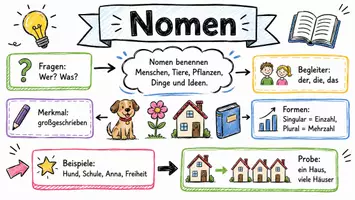 Vorschau - Arbeitsblätter - Arbeitsblätter zum Thema "Nomen" + Lösung & MP3 + Mindmap + Infografik - Seite 1