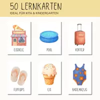 Vorschau - Bildkarten - Lernkarten Sommer | 50 sommerliche Bildkarten in zwei Größen - Seite 1
