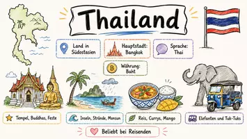 Vorschau - Arbeitsblätter - Arbeitsblätter zum Thema "Thailand" (Lückentext, Hörverstehen) + Lösung & MP3 + Mindmap + Infografik - Seite 1
