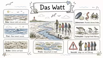 Vorschau - Arbeitsblätter - Lernposter + Arbeitsblätter zum Thema "Watt (Natur)" + Lösung & MP3 + Mindmap + Infografik - Seite 2
