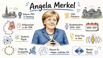 Vorschau - Arbeitsblätter - Arbeitsblätter zum Thema "Angela Merkel" + Lösung & MP3 + Mindmap + Infografik - Seite 1