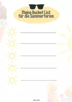 Vorschau - Arbeitsblätter - Sommerferien Arbeitsblatt | letzte Schulwoche | Schuljahresende | Bucket List Sommerferien – Arbeitsblatt für Kinder | Sommerferien Wünsche, Ziele & Ferienplanung Grundschule ☀️🍨 - Deckblatt