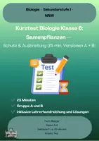 Vorschau - Test - Lernzielkontrolle Klasse 6 — Wehrhafte Pflanzen & Samenausbreitung mit Transferaufgabe - Deckblatt