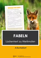 Vorschau - Arbeitsblätter - Fabeln: Lückentext zu den Merkmalen - Deckblatt