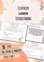 Vorschau - Arbeitsblätter - ESCAPEROOM | Lesen/Textverständnis | 5 Level | inkl. Lösung und Hinweisen | Klasse 6 und 7 - Deckblatt
